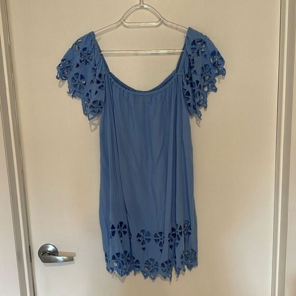 Tiare Hawaii Dresses & Skirts - SALT +‎ GRACE  sky blue cut out off shoulder boho dress coverup by Tiare Hawaii